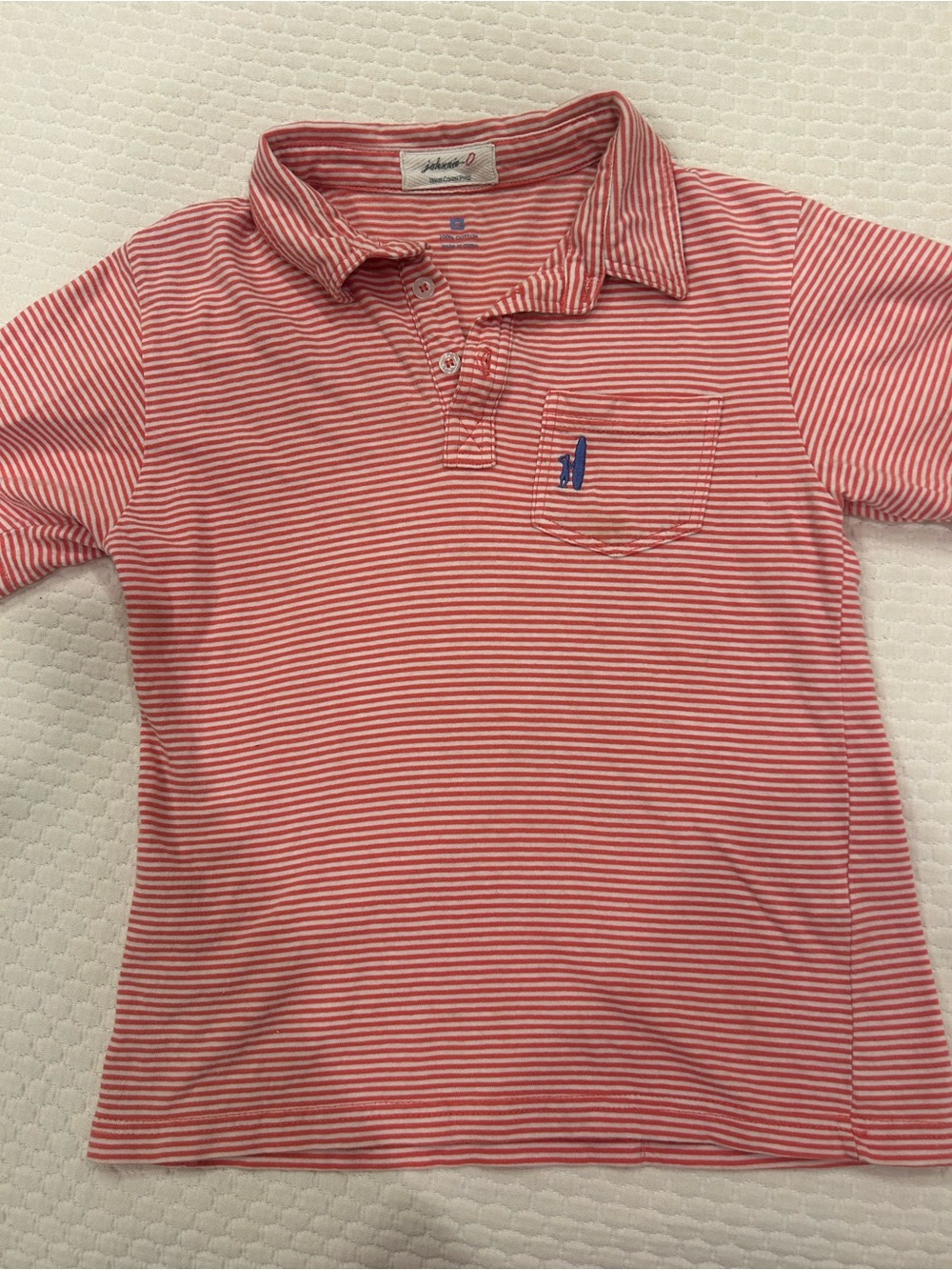 johnnie-O Striped Polo Shirt pink / salmon color 100% cotton
